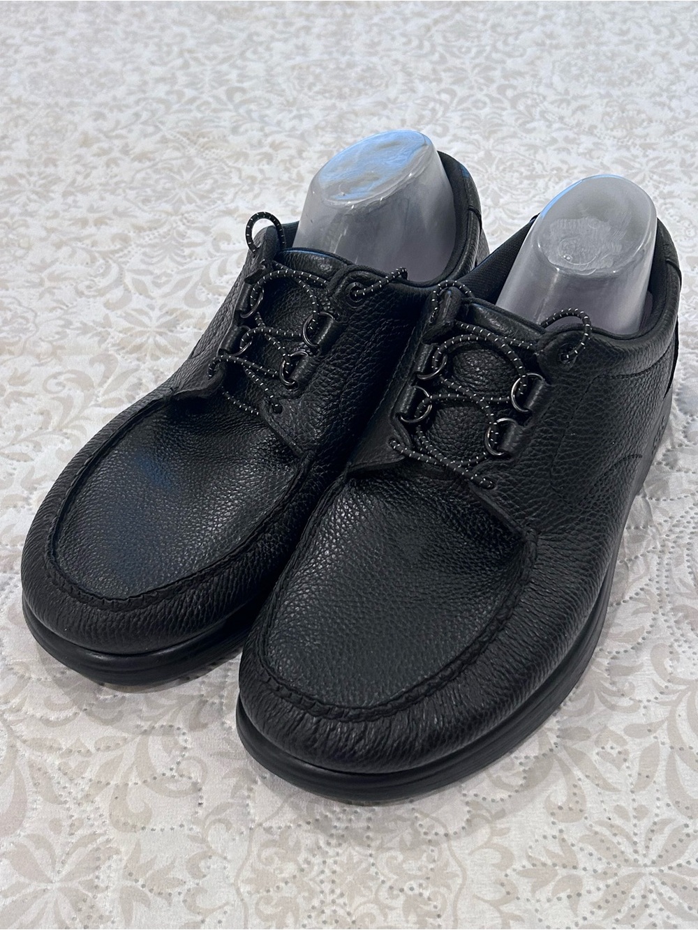 SAS TRIPAD Bout Time Black Pebbled Leather Lock Lace Comfort Moc Loafer Men 13W